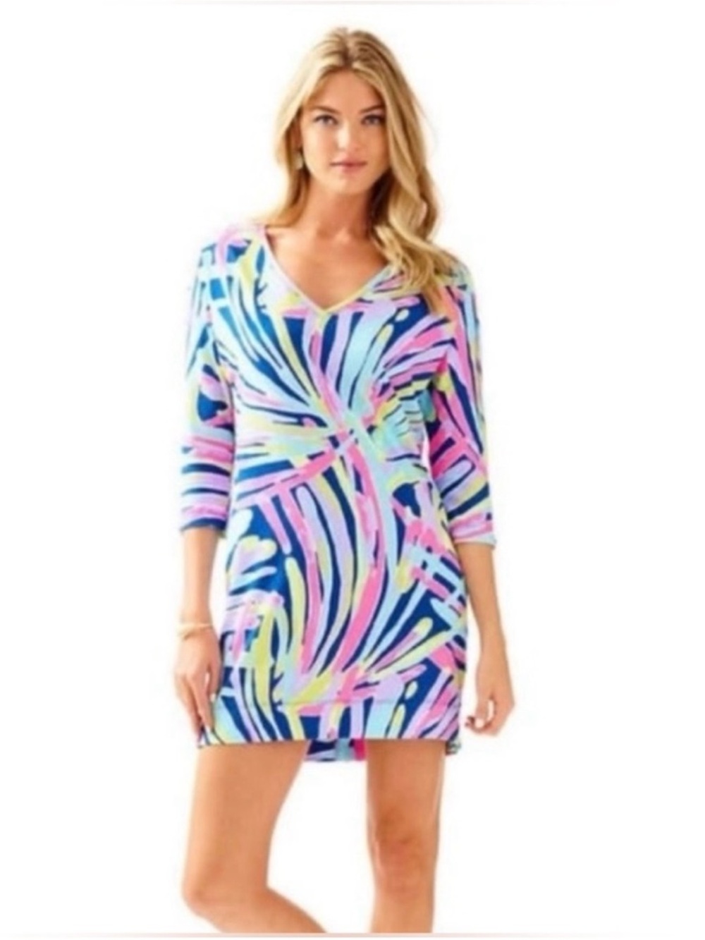 Lilly Pulitzer Indigo Sea Dreamin Cori 100% Pima Cotton Dress Size Medium Resort